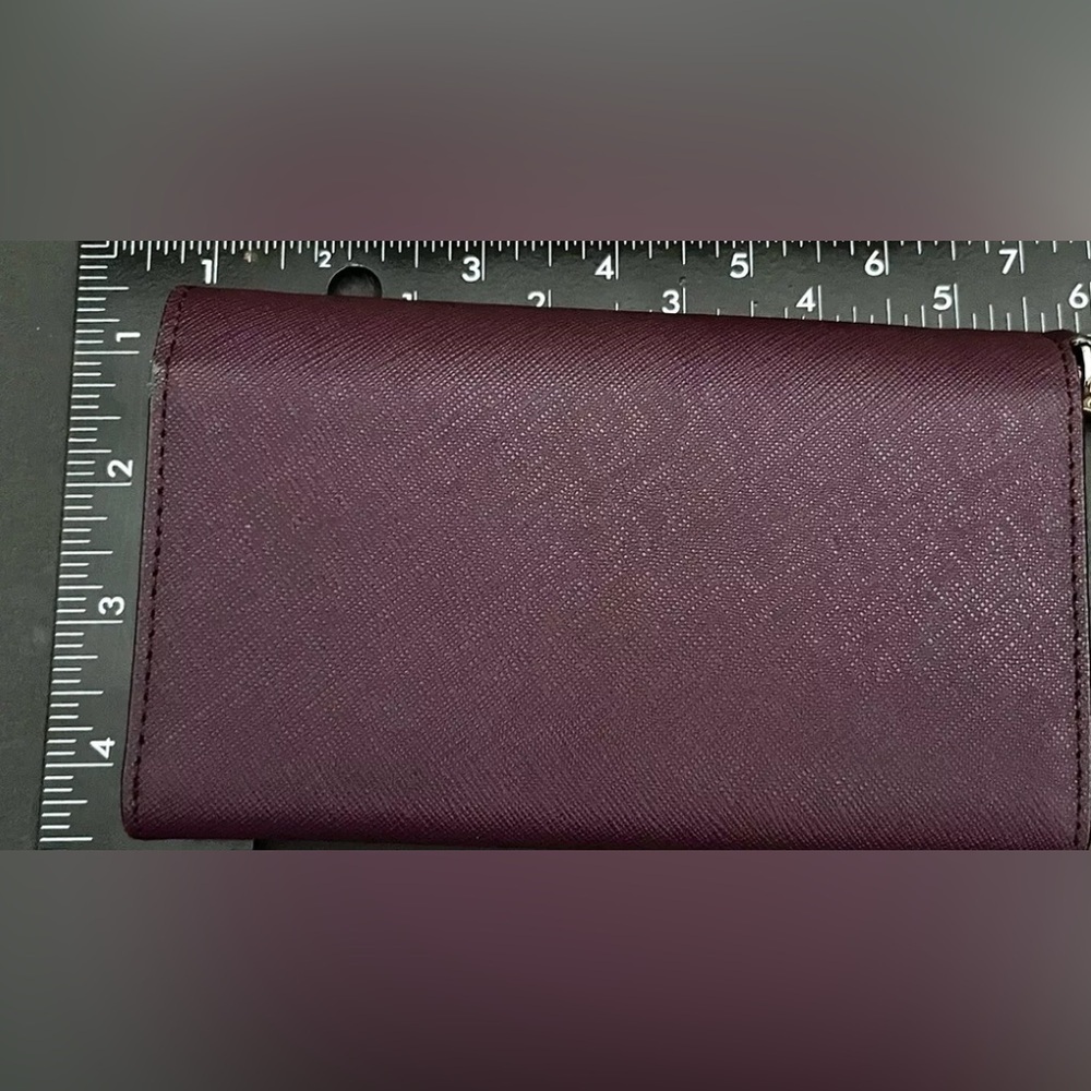 KATE SPADE New York Saffiano Burgundy Trifold Phone Wallet Clutch EUC - Picture 14 of 16
